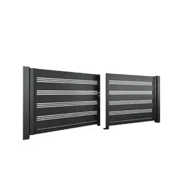 Poartă batantă auto din aluminiu AL.105 – întredeschisă, linii orizontale