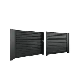 Poartă batantă auto din aluminiu AL.106 – lame verticale negre, ambele canate deschise