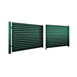 Poartă batantă auto Home Inclusive 10.230 – varianta verde, pe stâlp metalic