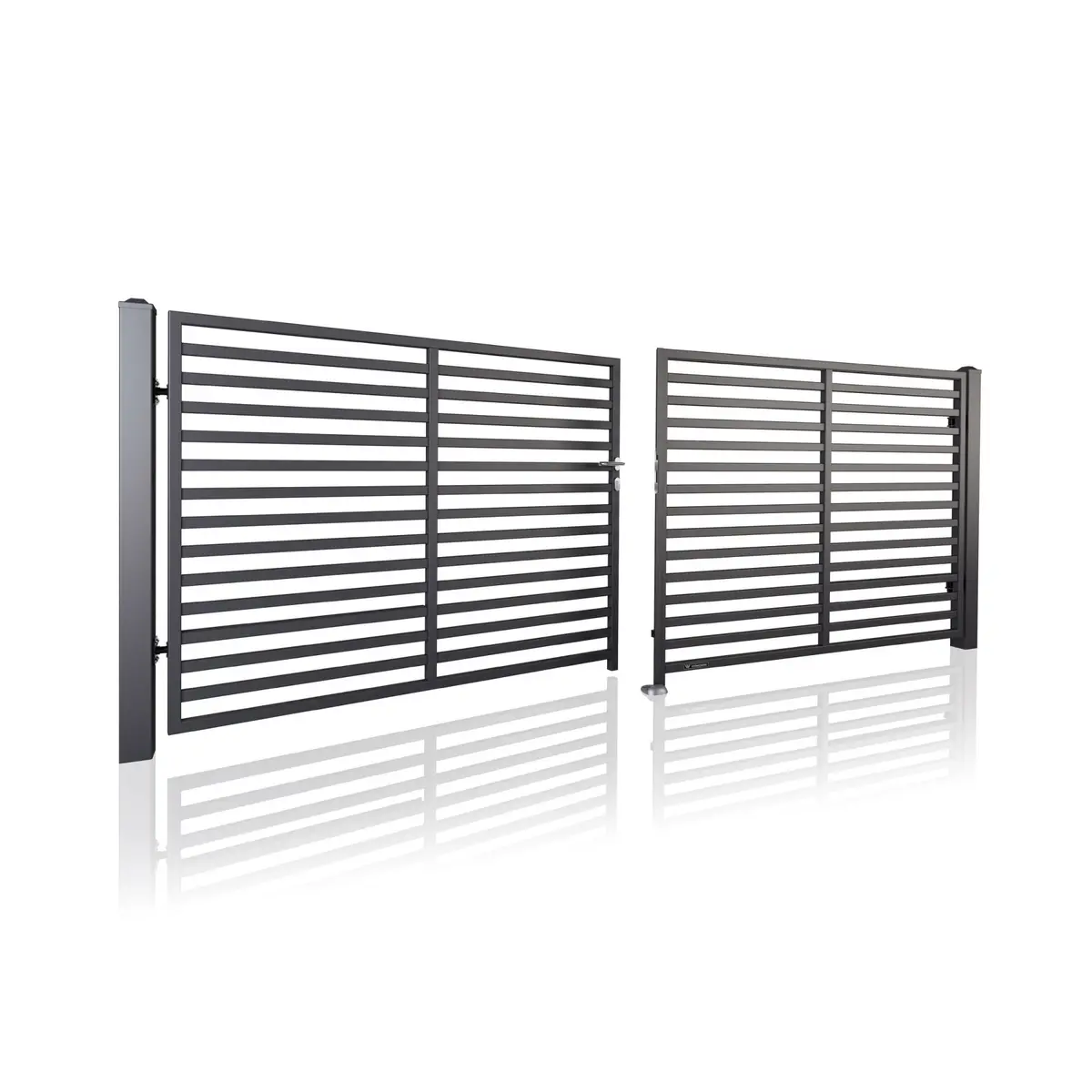 Poartă batantă auto Modern 10.105 – lamele verticale, finisaj negru lucios