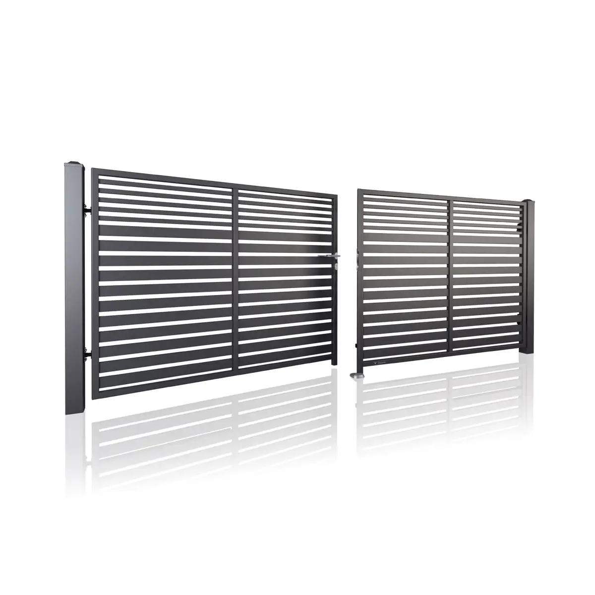 Poartă batantă auto Modern 10.106 – lame verticale, finisaj negru lucios