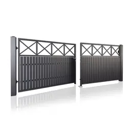 Poartă batantă auto Modern 10.115 – canate cu linii curbe și decor cu romburi