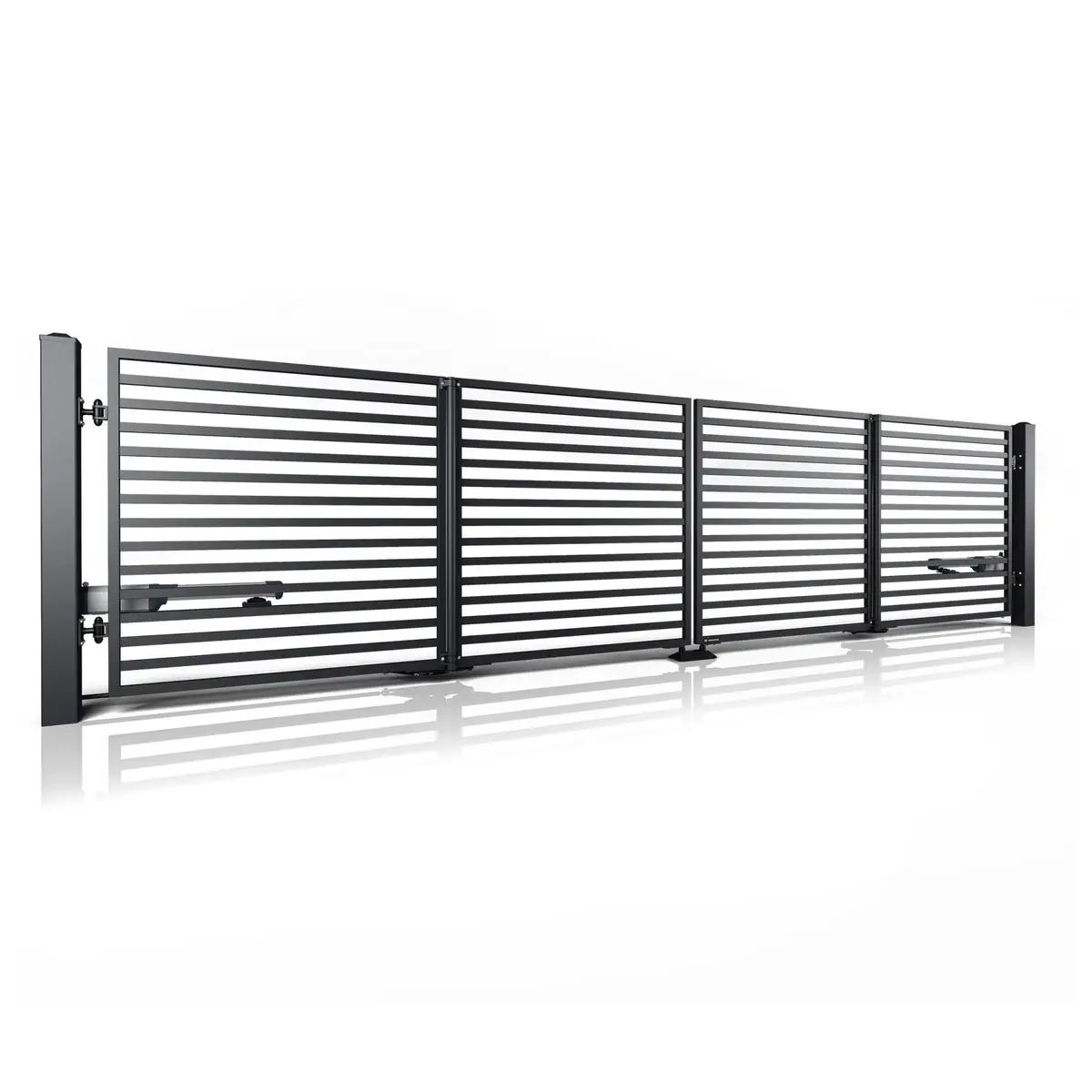 Poartă bi-fold auto Modern 10.105 – pe doi stâlpi, cu mecanism de acționare