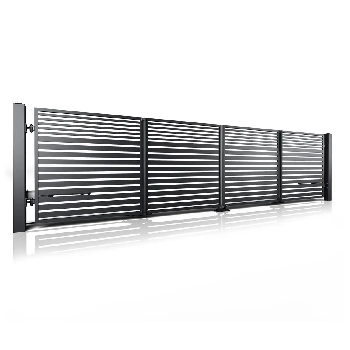 Poartă bi-fold auto Modern 10.106 – neagră, segmente cu lamele verticale