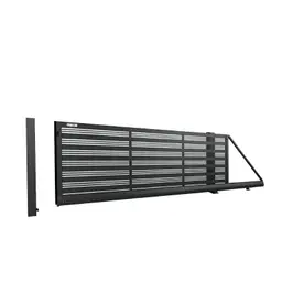 Poartă culisantă din aluminiu AL.103 – striații orizontale, deschisă