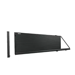 Poartă culisantă din aluminiu AL.106 – neagră, deschisă, cu suport lateral