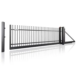 Poartă culisantă Classic 10.04 – bare metalice verticale, finisaj negru