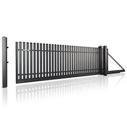Poartă culisantă Classic 10.16 – lame verticale negre, suport lateral