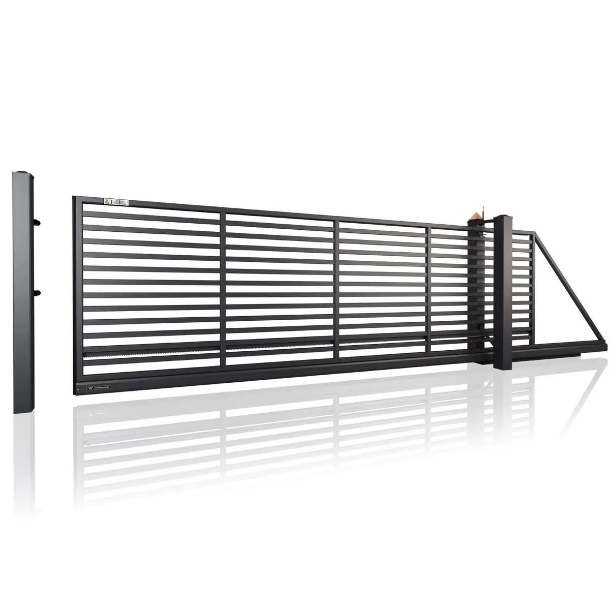 Poartă culisantă Modern 10.105 – neagră lucioasă, lamele verticale