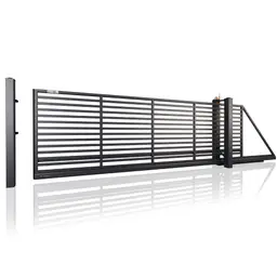 Poartă culisantă Modern 10.105 – neagră lucioasă, lamele verticale