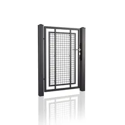Poartă pietonală Modern 10.100 – plasă cu cadru negru, închidere laterală