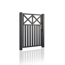 Poartă pietonală Modern 10.102 – neagră, linii verticale cu decor încrucișat