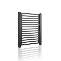 Poartă pietonală Modern 10.105 – neagră, lamele orizontale, vedere frontală