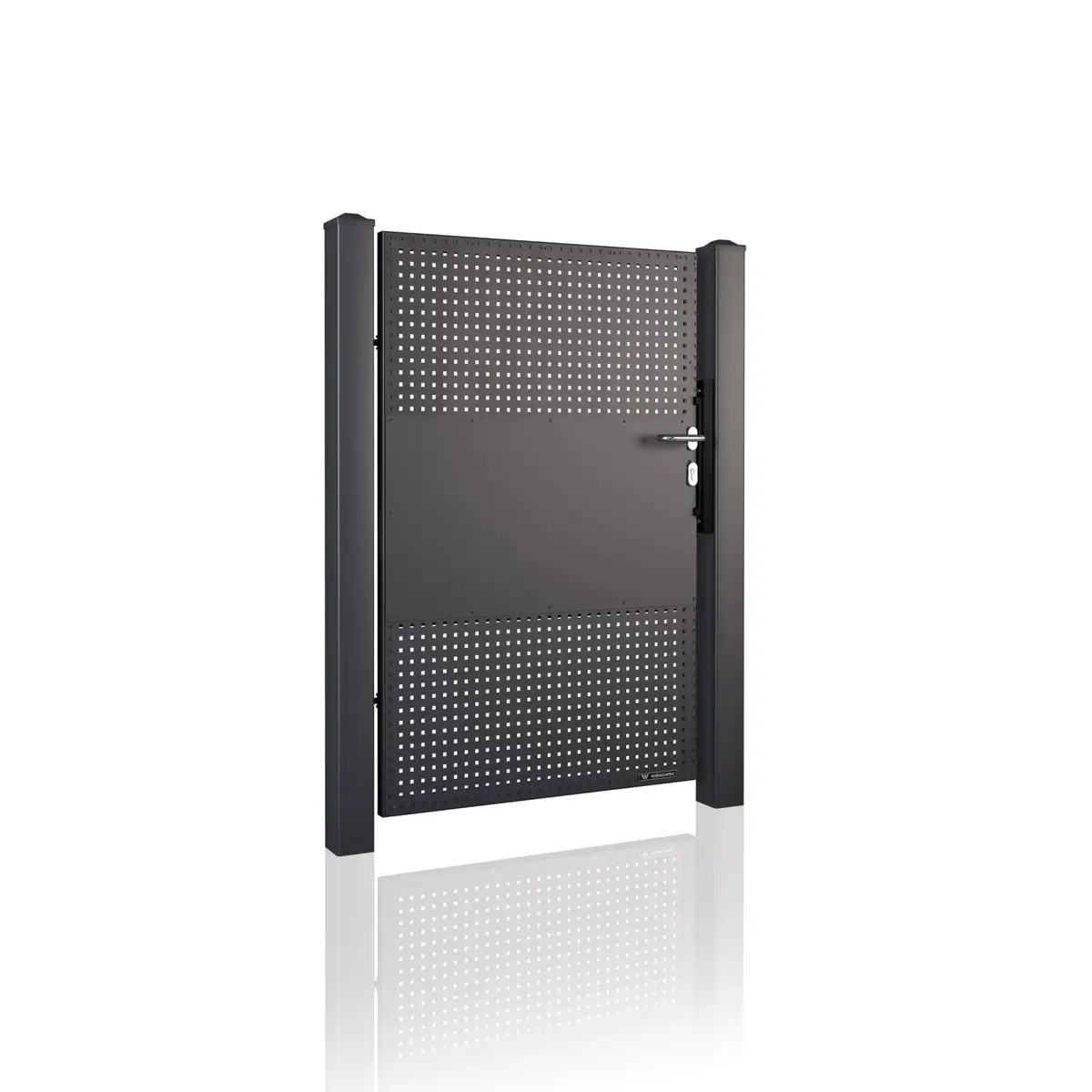 Poartă pietonală Modern 10.112 – perforată, suporturi laterale