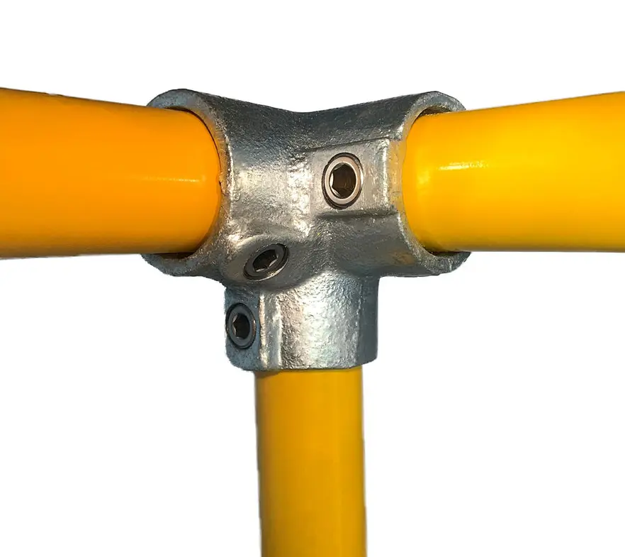 Sistem de balustradă și mână curentă – conector pentru două tije galbene