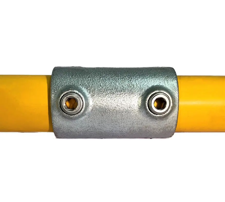 Sistem de balustradă și mână curentă – element de prindere pe țeavă galbenă