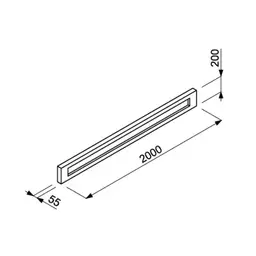 Accesoriu de gard: soclu prefabricat pentru panouri, 200 mm – desen tehnic 2000 x 200 x 55 mm