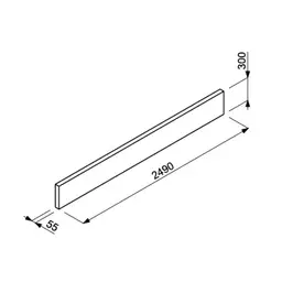Accesoriu de gard: soclu prefabricat pentru panouri, 300 mm – desen tehnic 2490 x 300 x 55 mm