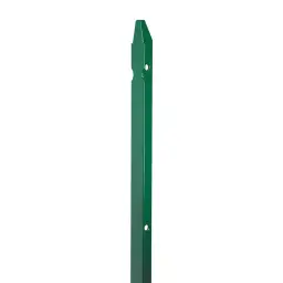 Stâlp gard T din PVC pentru plase la rolă, 2.25 m – stâlp verde cu orificii de fixare