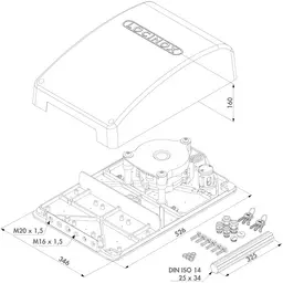 Unitate de control modulară Turnitec pentru turnicheți – schiță tehnică cu dimensiuni
