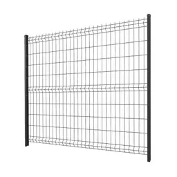 Gard panou bordurat 3D Vega B PVC antracit RAL 7016, 1.93 x 2.5 m, sârmă 5 mm – cu stâlpi de susținere