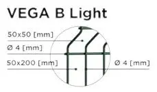 Gard panou bordurat 3D Vega B Light zincat, 1.73 x 2.5 m, sârmă 4 mm – detaliu tehnic cu dimensiuni