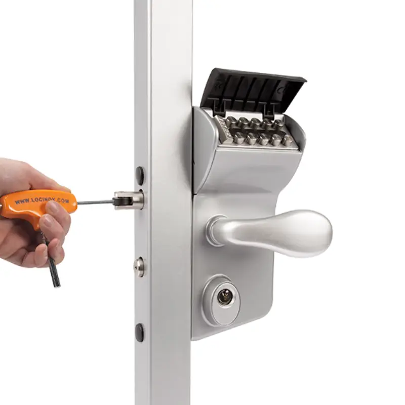 Încuietoare aplicată cu cod mecanic Locinox Vinci argintie – cheie și buton de deschidere