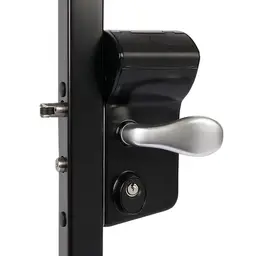 Încuietoare aplicată cu cod mecanic Locinox Vinci neagră – mâner și cilindru pe profil vertical