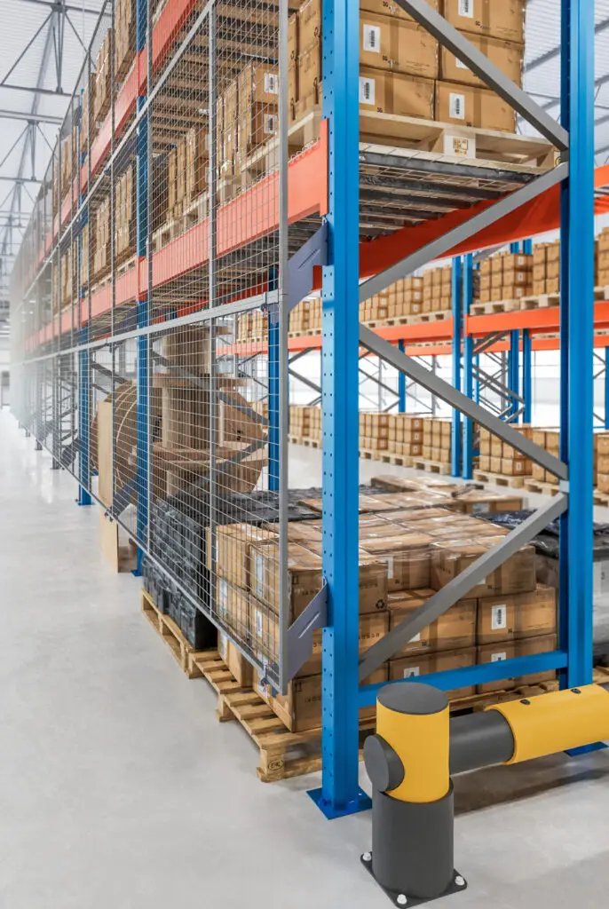 Sisteme modulare de compartimentare pentru depozite Warehouse Partition – rafturi albastre cu cutii