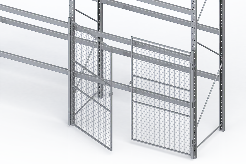 Sisteme modulare de compartimentare pentru depozite Warehouse Partition – plasă sudată cu două uși