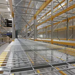 Sisteme modulare de compartimentare pentru depozite Warehouse Partition – detaliu rafturi cu plasă