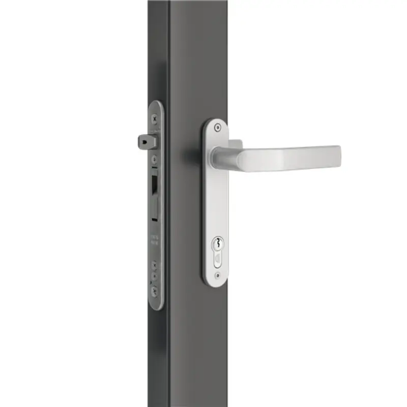 Încuietoare încastrabilă Locinox Eightylock pentru porți metalice cu profil peste 80 mm – cu mâner, pe profil