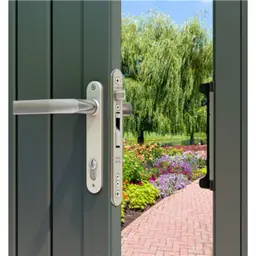 Încuietoare încastrabilă Locinox Fiftylock, kit aluminiu, pentru porți metalice – montată pe poartă de grădină