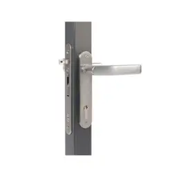 Încuietoare încastrabilă Locinox Fiftylock, kit aluminiu, pentru porți metalice – mâner și cilindru pe stâlp