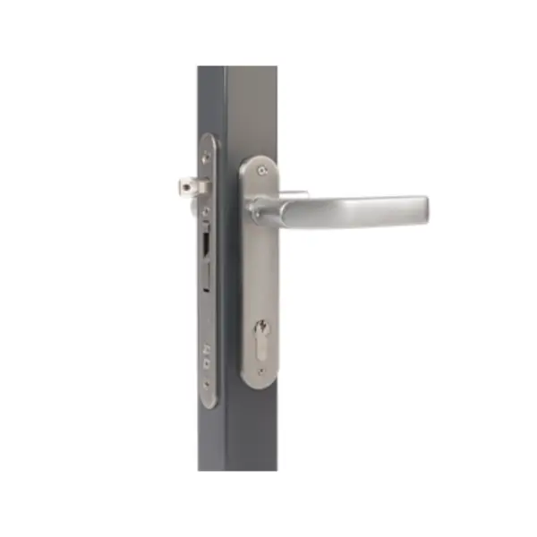 Încuietoare încastrabilă Locinox Fiftylock, kit aluminiu, pentru porți metalice – mâner și cilindru pe stâlp