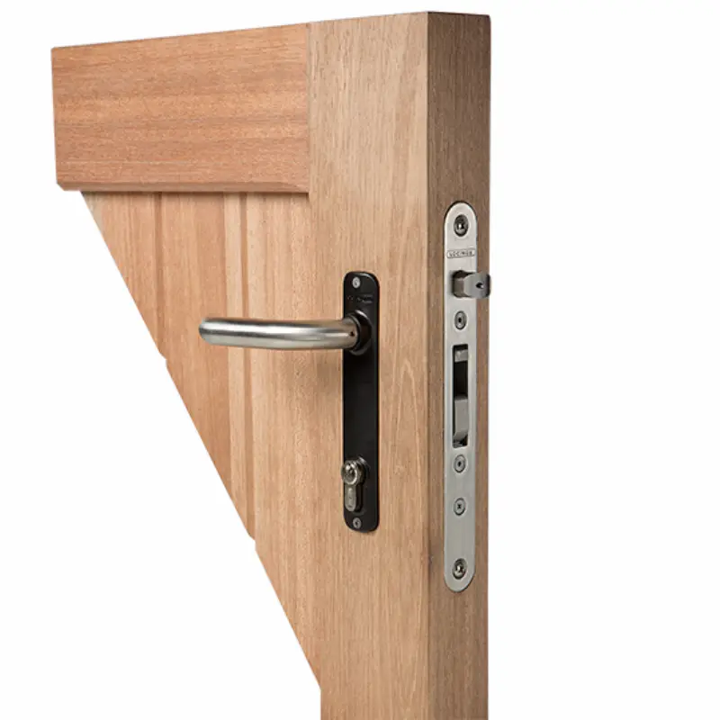 Încuietoare încastrabilă Locinox H-Wood pentru uși din lemn – poartă din lemn cu mâner metalic