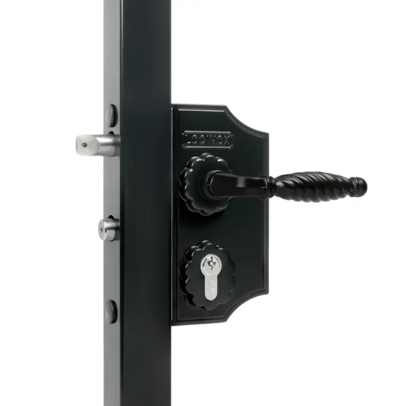 Încuietoare cu ornament Locinox LAKQ H2 pentru porți – mâner pe cadru vertical