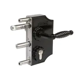 Încuietoare cu ornament Locinox LAKQ H2 pentru porți – broască neagră cu cilindri