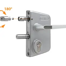 Încuietoare Locinox LAKQ U2 argintie, inox și aluminiu, pentru porți metalice – schemă de funcționare