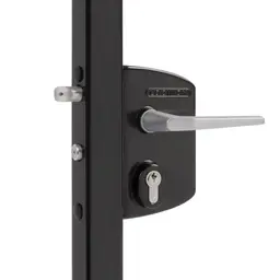 Încuietoare Locinox LAKQ U2 neagră, inox și aluminiu, pentru porți metalice – broască și mâner, detaliu