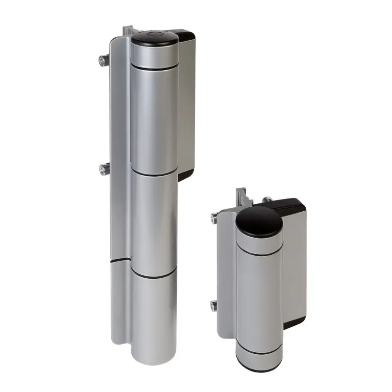 Amortizor și balama 180° Mammoth HD argintiu, heavy duty, pentru porți grele – set balamale cu amortizor