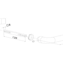 Mâner 3006B-H din aluminiu negru pentru încuietori încastrate – desen tehnic cu dimensiuni