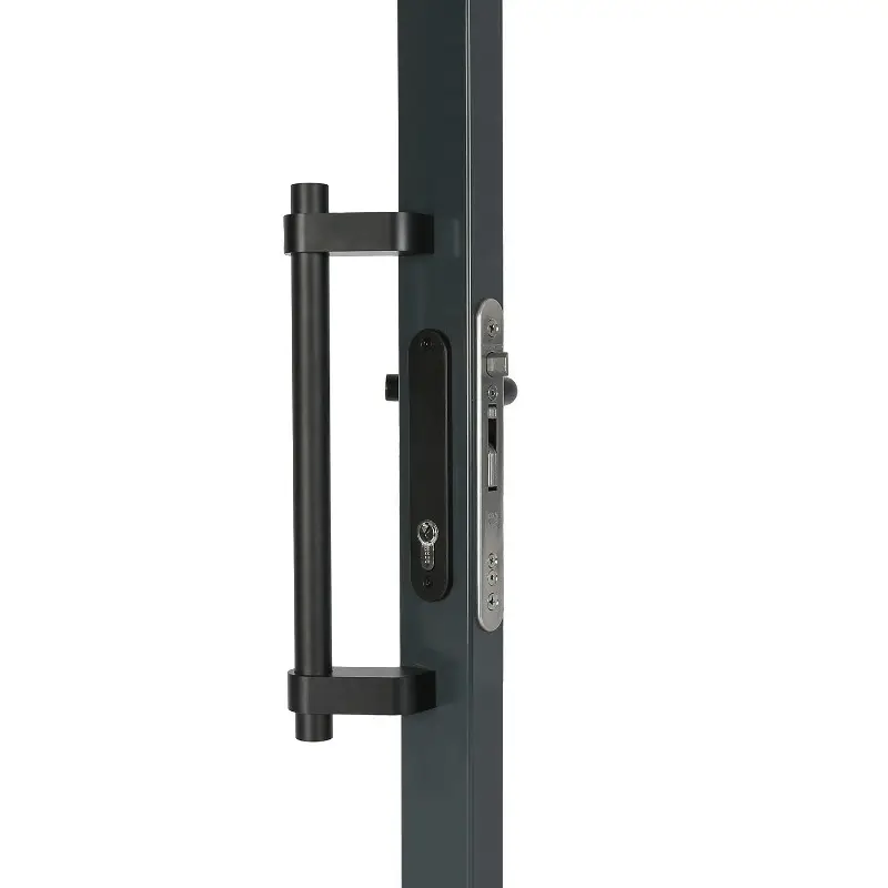 Mâner fix din aluminiu eloxat BAR-A, 60° – montat lângă broasca porții