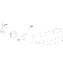 Mâner anti-panică 3006A, jumătate – desen de montaj cu dimensiuni