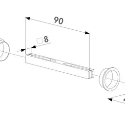 Mâner rotund fix 3006R – desen tehnic cu dimensiuni în mm