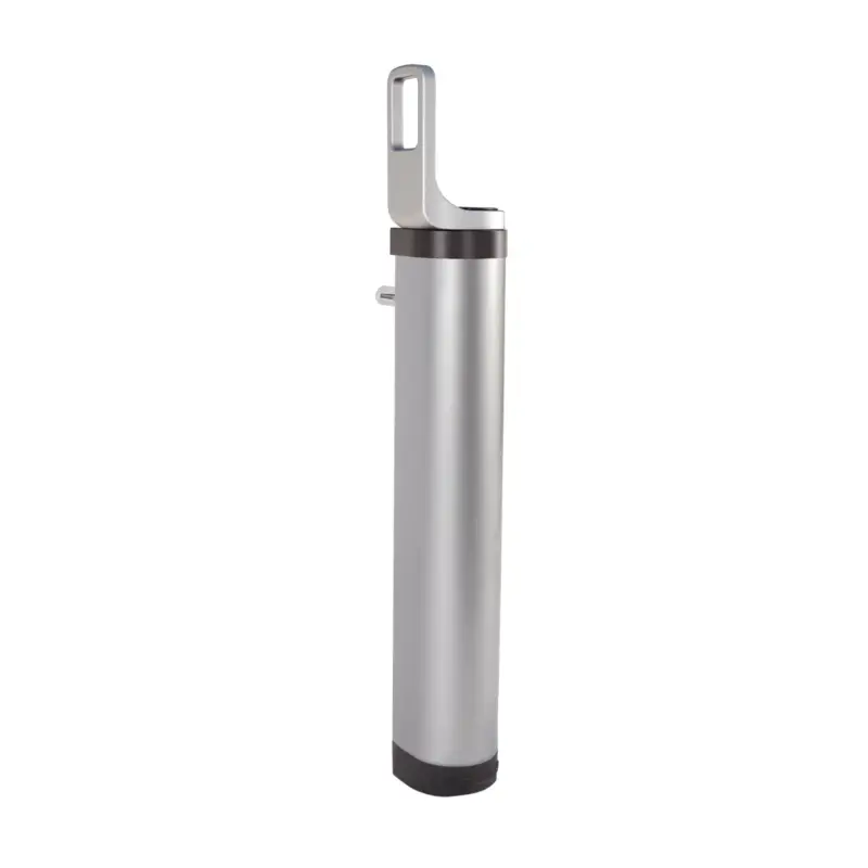 Amortizor Rhino argintiu 180° cu montaj pe balama – corp cilindric cu bază de sprijin