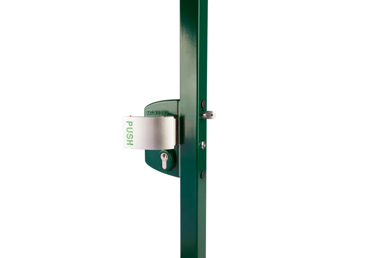 Set mâner antipanică cu apăsare 3006PUSH – pe poartă verde, cu broască și lacăt