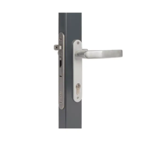 Încuietoare încastrabilă Locinox Sixtylock pentru porți metalice – broască și mâner pe poartă