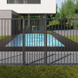 Set amortizor și balama Tiger – poartă cu bare verticale lângă piscină