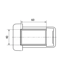 Accesoriu de gard: colier metalic negru – desen tehnic 60 x 40 mm